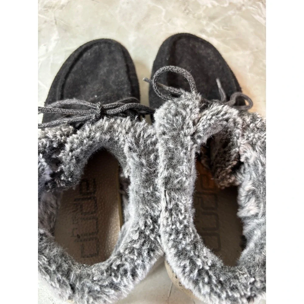Hey Dude Britt‎ Black Faux Fur Lined Boots Women's Size 7 Comfort Winter Cozy